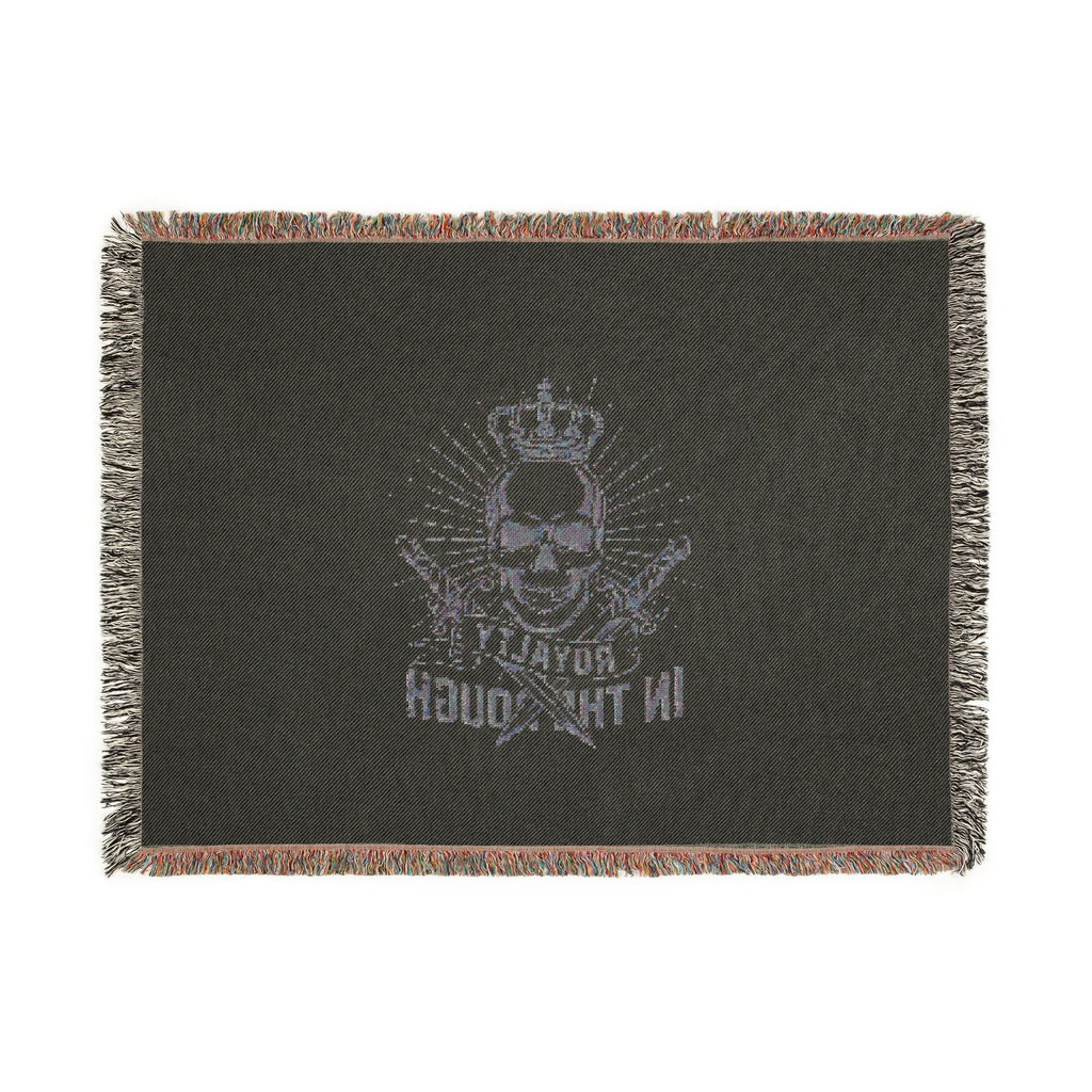 Royalty in the Rough | Crowned Skull Crest Woven Blanket — 100% Cotton Throw