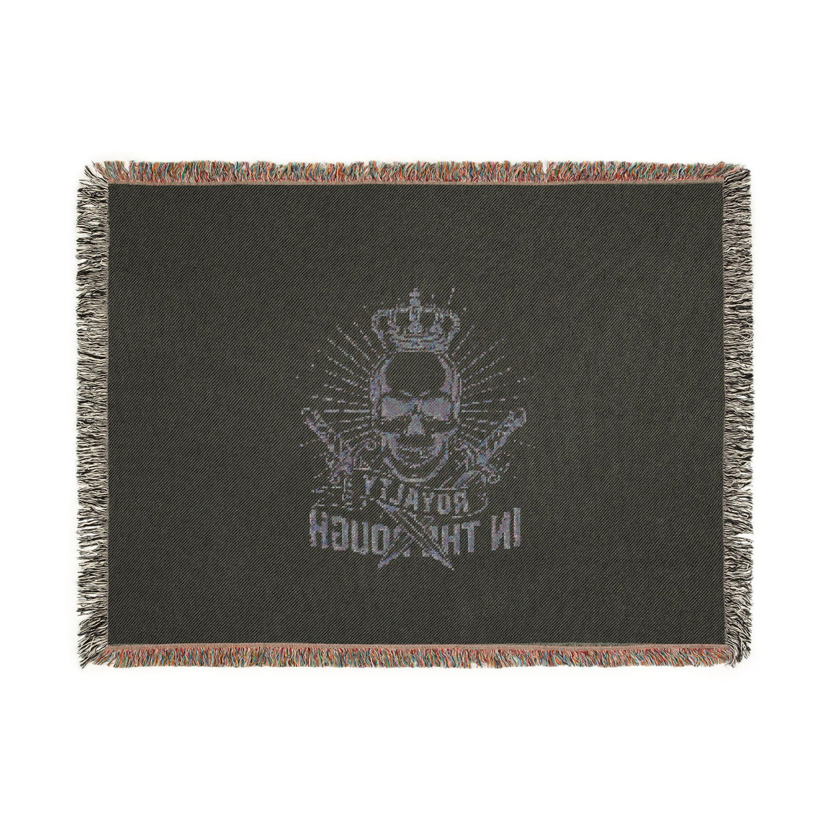 Royalty in the Rough | Crowned Skull Crest Woven Blanket — 100% Cotton Throw