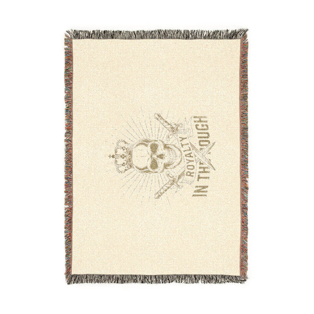 Royalty in the Rough | Crowned Skull Crest Woven Blanket — 100% Cotton Throw