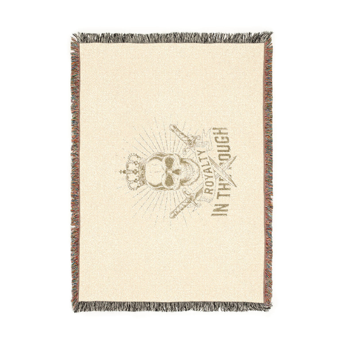 Royalty in the Rough | Crowned Skull Crest Woven Blanket — 100% Cotton Throw