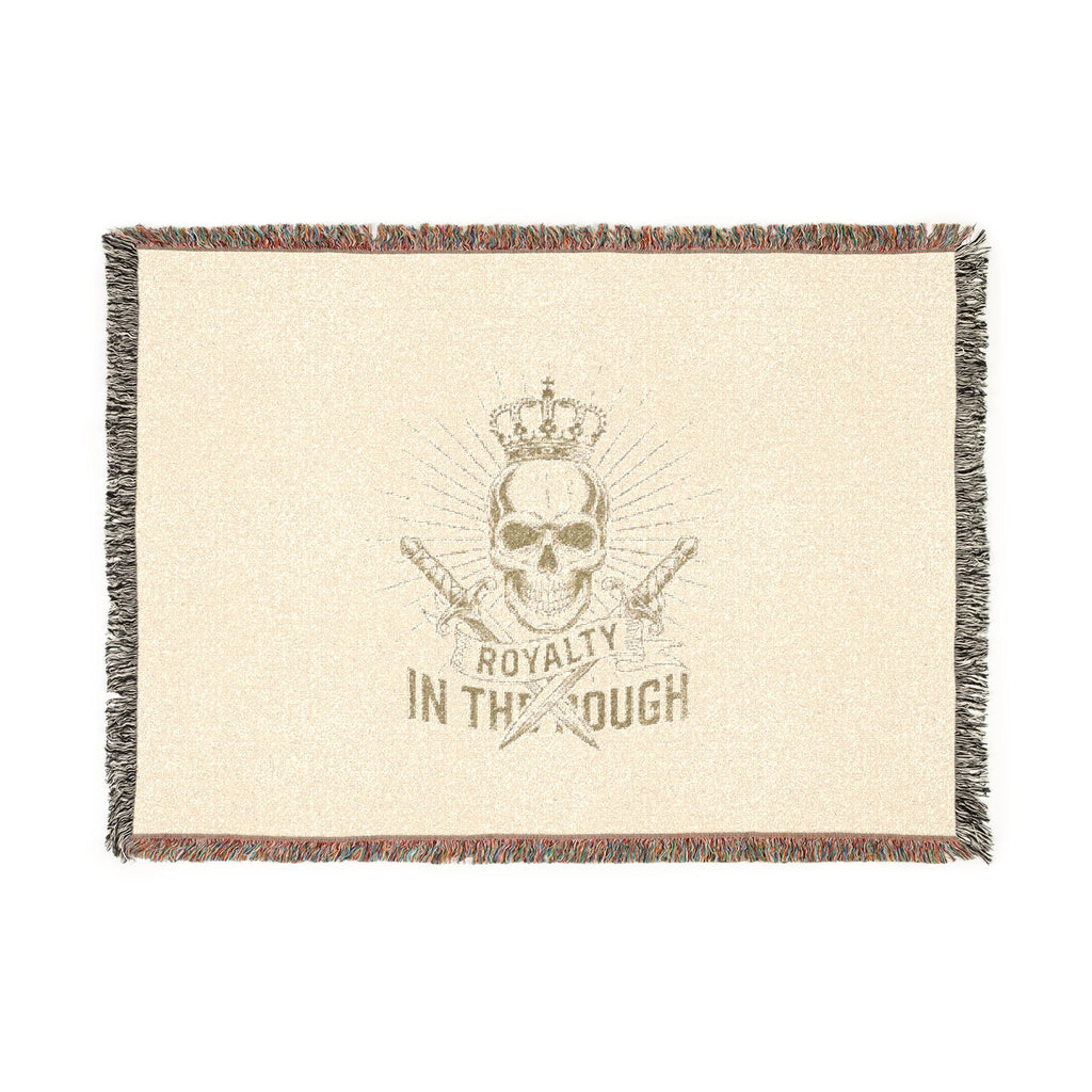 Royalty in the Rough | Crowned Skull Crest Woven Blanket — 100% Cotton Throw