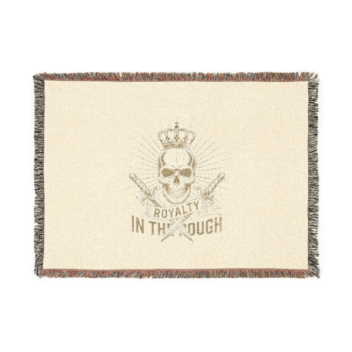Royalty in the Rough | Crowned Skull Crest Woven Blanket — 100% Cotton Throw