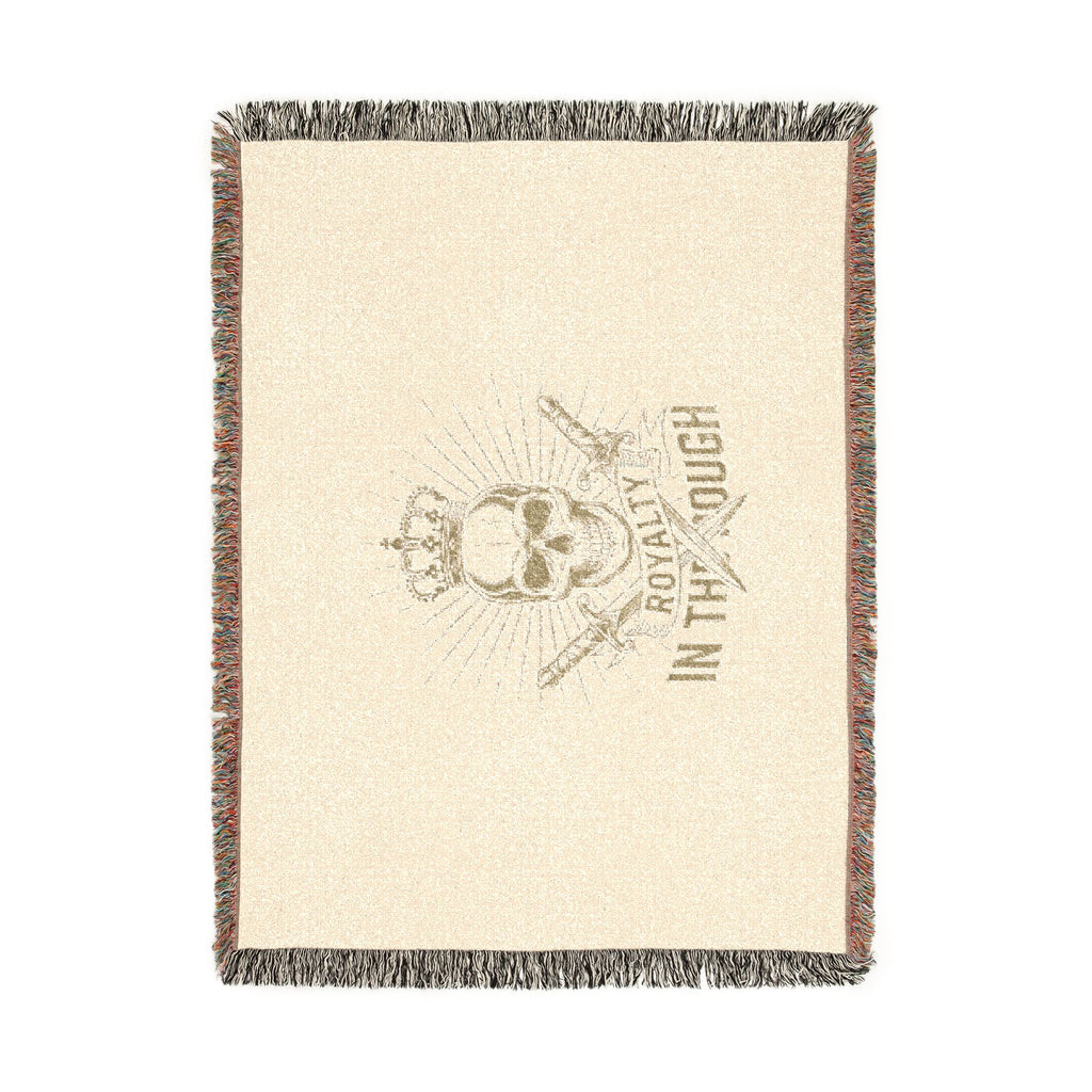 Royalty in the Rough | Crowned Skull Crest Woven Blanket — 100% Cotton Throw