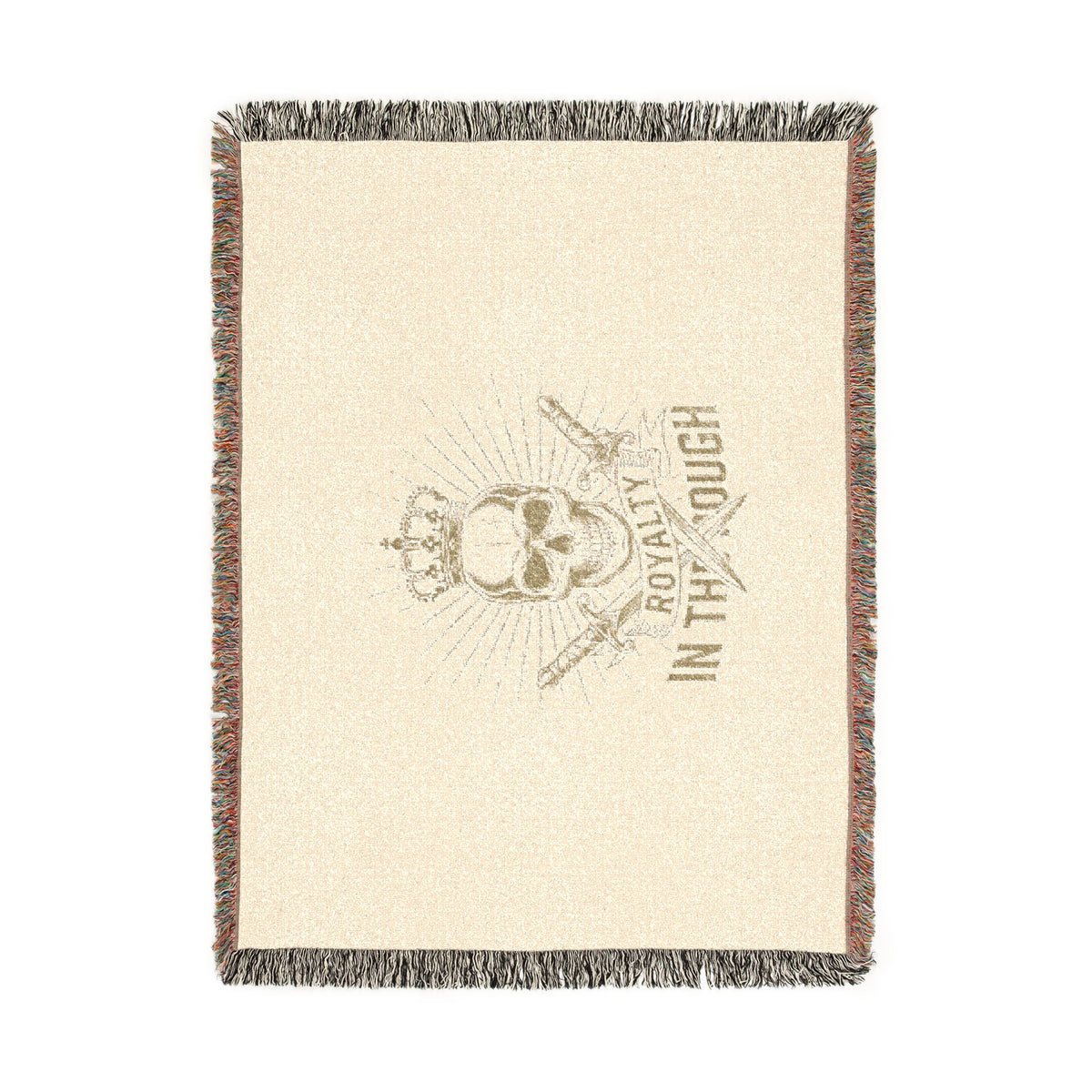 Royalty in the Rough | Crowned Skull Crest Woven Blanket — 100% Cotton Throw