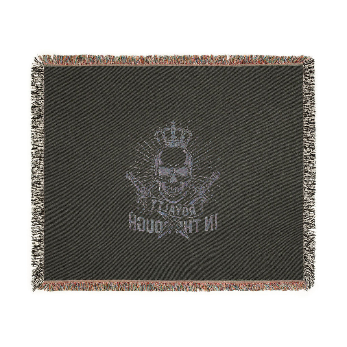 Royalty in the Rough | Crowned Skull Crest Woven Blanket — 100% Cotton Throw