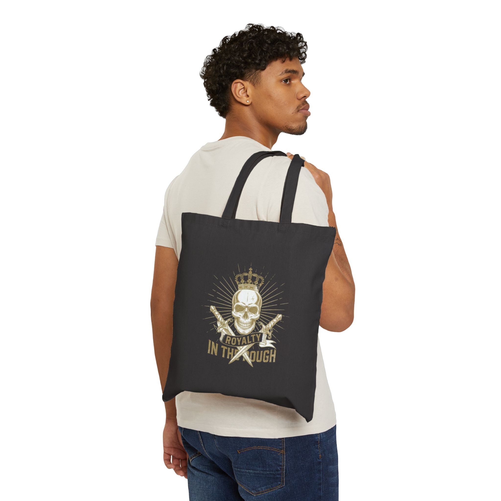Minimal Embroidered Anchor Canvas Tote Bag — Small Nautical Logo Cotton Shopper