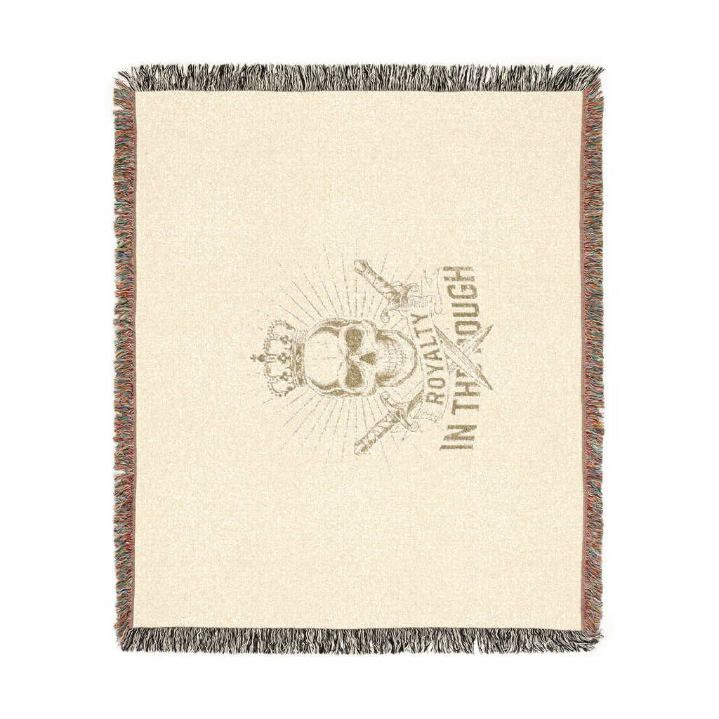 Royalty in the Rough | Crowned Skull Crest Woven Blanket — 100% Cotton Throw