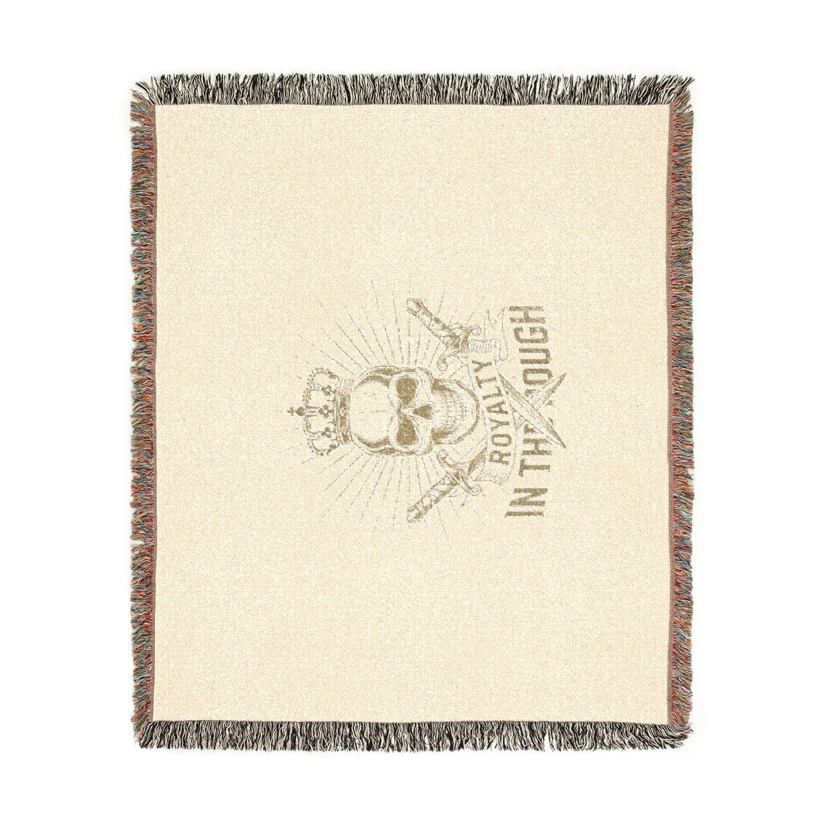 Royalty in the Rough | Crowned Skull Crest Woven Blanket — 100% Cotton Throw
