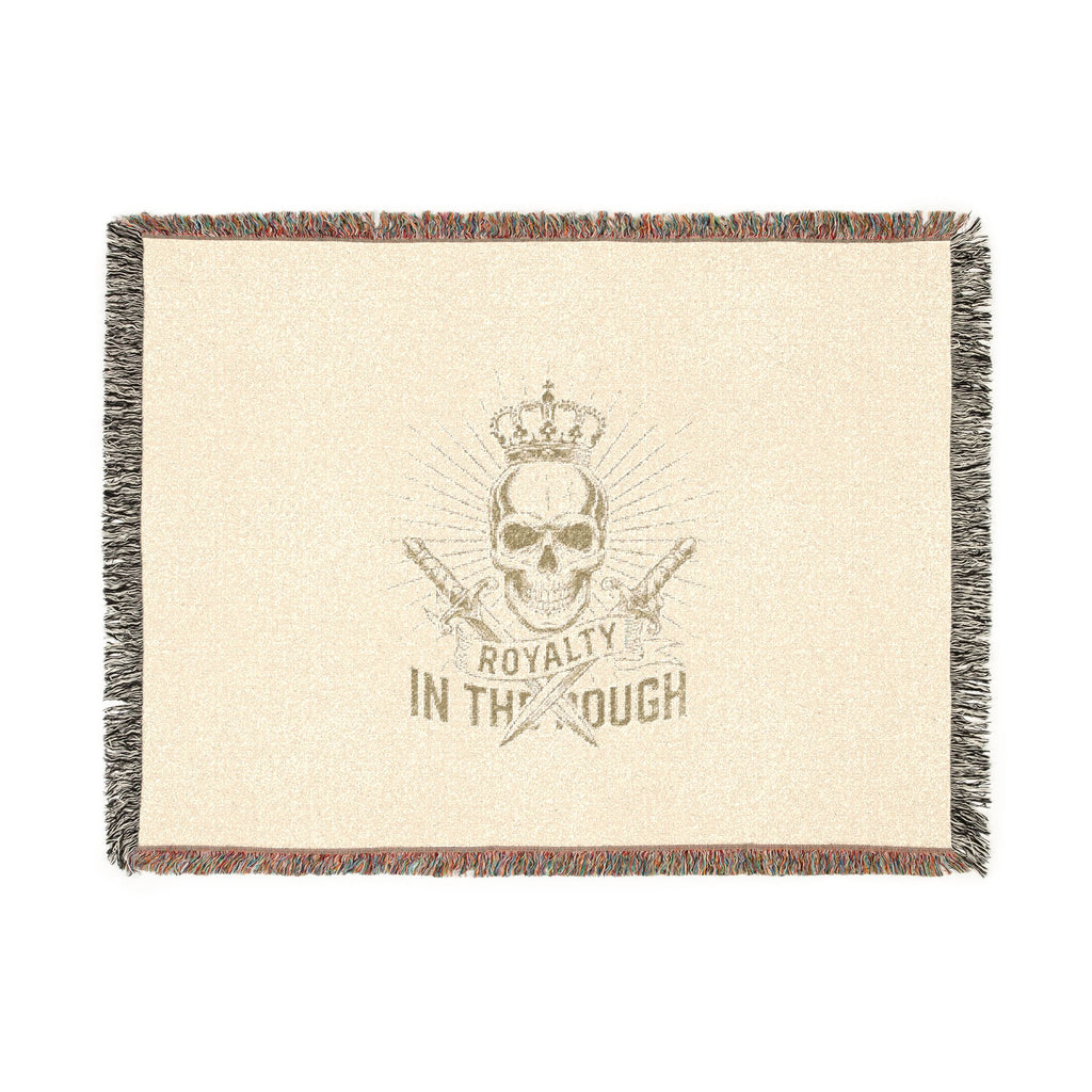 Royalty in the Rough | Crowned Skull Crest Woven Blanket — 100% Cotton Throw