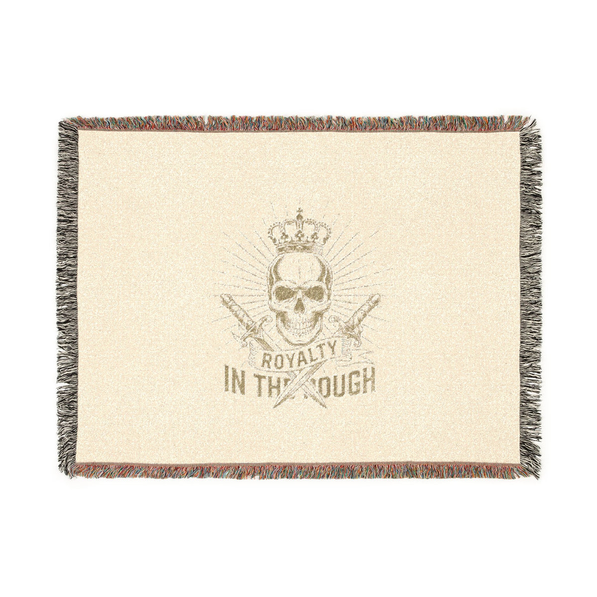 Royalty in the Rough | Crowned Skull Crest Woven Blanket — 100% Cotton Throw
