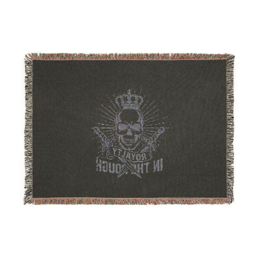 Royalty in the Rough | Crowned Skull Crest Woven Blanket — 100% Cotton Throw