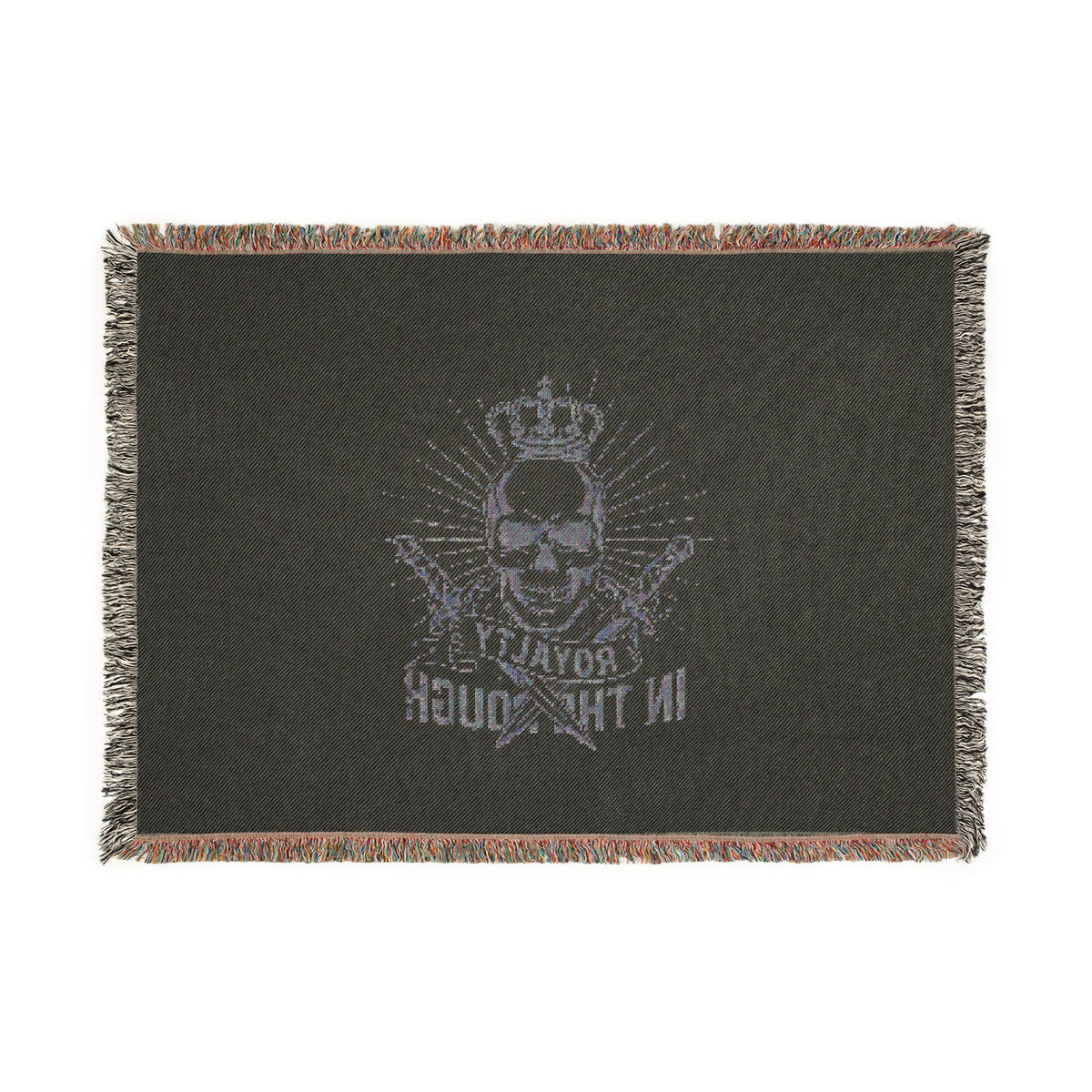 Royalty in the Rough | Crowned Skull Crest Woven Blanket — 100% Cotton Throw