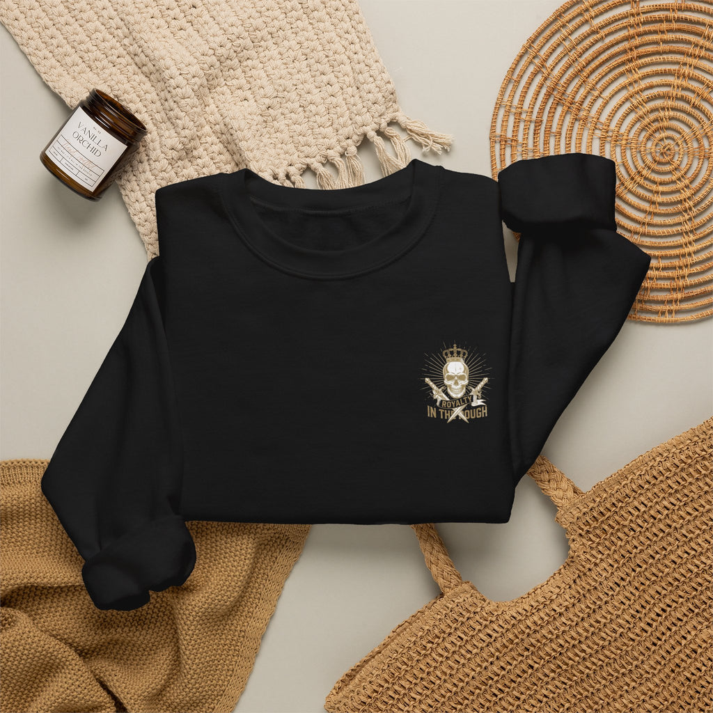 Minimal Crest Crewneck Sweatshirt — 'Be Kind' Embroidered Chest