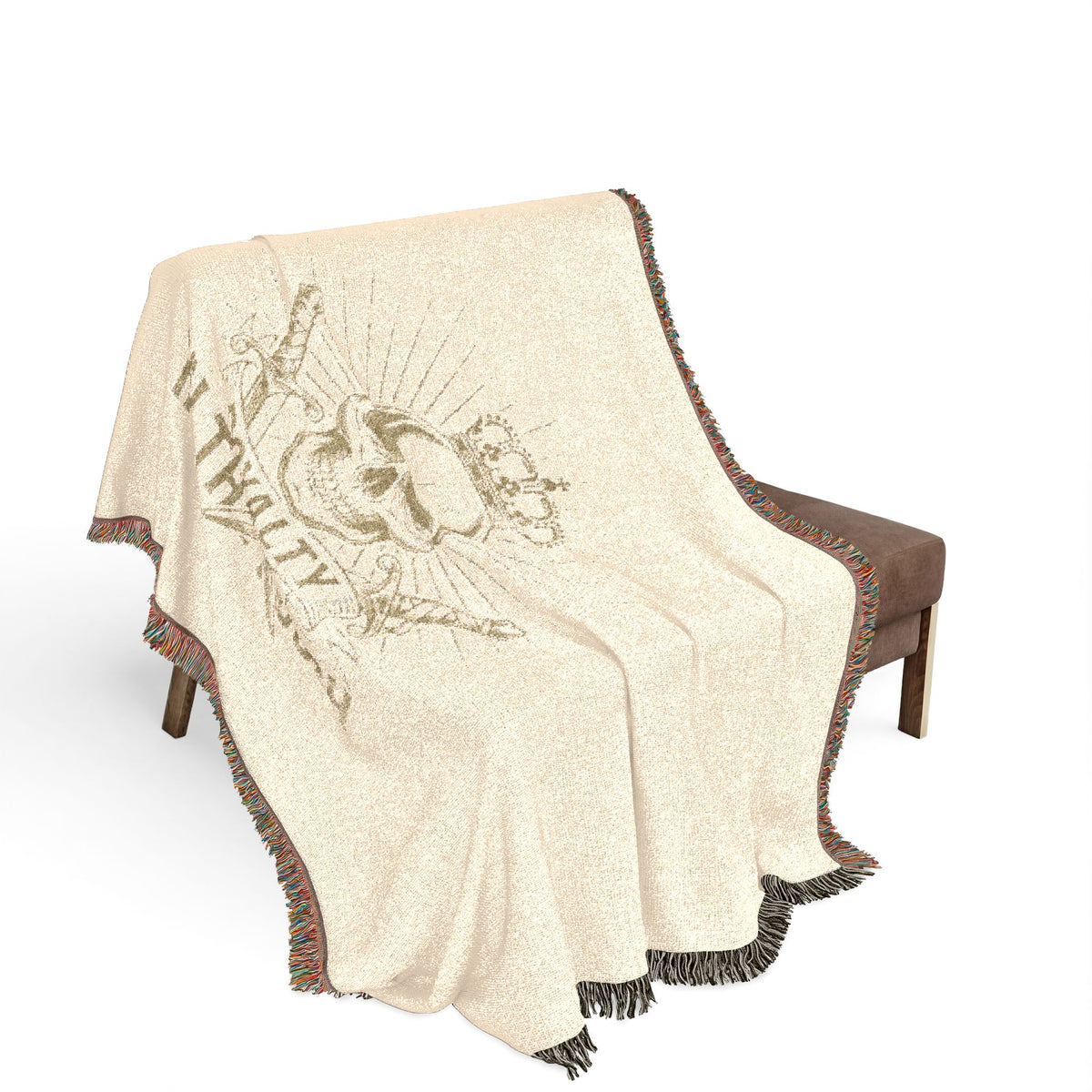 Royalty in the Rough | Crowned Skull Crest Woven Blanket — 100% Cotton Throw